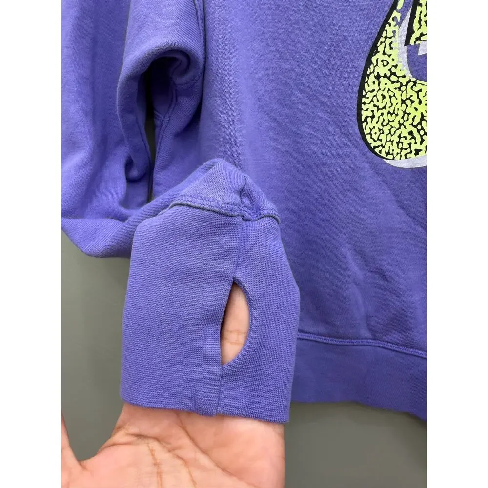 Nike Purple Cropped Graphic Sweatshirt Thumbhole Sleeves Size Large